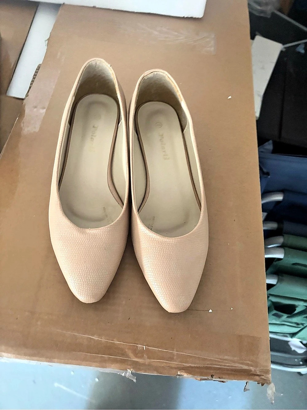 Pointed Toe Wedge Heels in Beige Pink